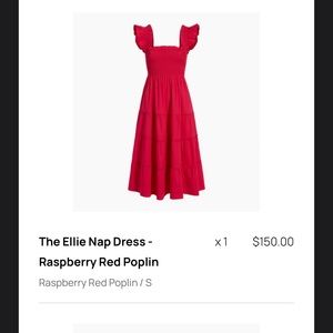 Ellie Nap Dress by Hill House Home in Raspberry Red Poplin SIZE SMALL
